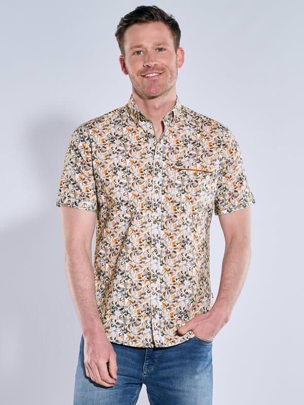 engbers Herren Kurzarm-Hemd gemustert orange regular Button Down von engbers