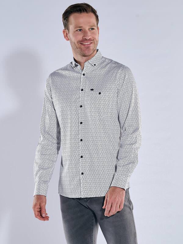 engbers Herren Hemd langarm Blau regular gemustert Button Down von engbers