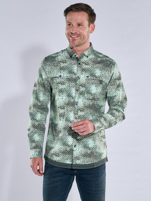 engbers Herren Hemd langarm Grün regular gemustert Button Down von engbers