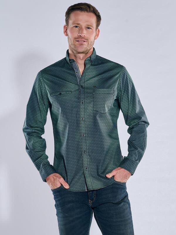 engbers Herren Langarm-Hemd gemustert Grün regular Button Down von engbers