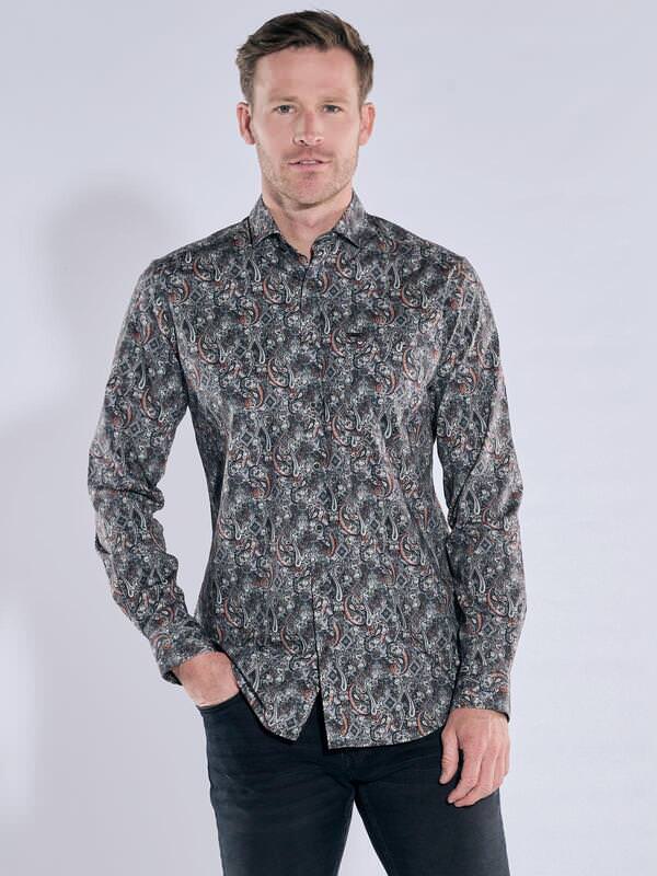 engbers Herren Langarm-Hemd gemustert Grün regular Haifisch von engbers