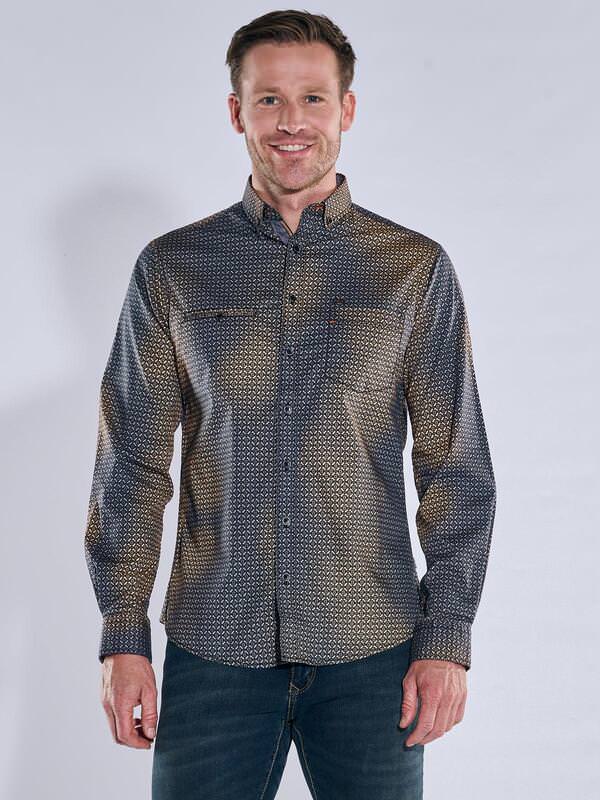 engbers Herren Langarm-Hemd gemustert Orange regular Button Down von engbers