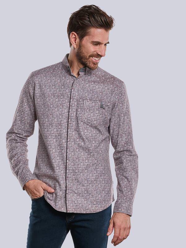 engbers Herren Hemd langarm Rot regular gemustert von engbers