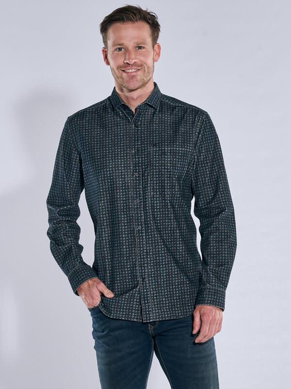 engbers Herren Hemd langarm Türkis regular gemustert Haifisch von engbers