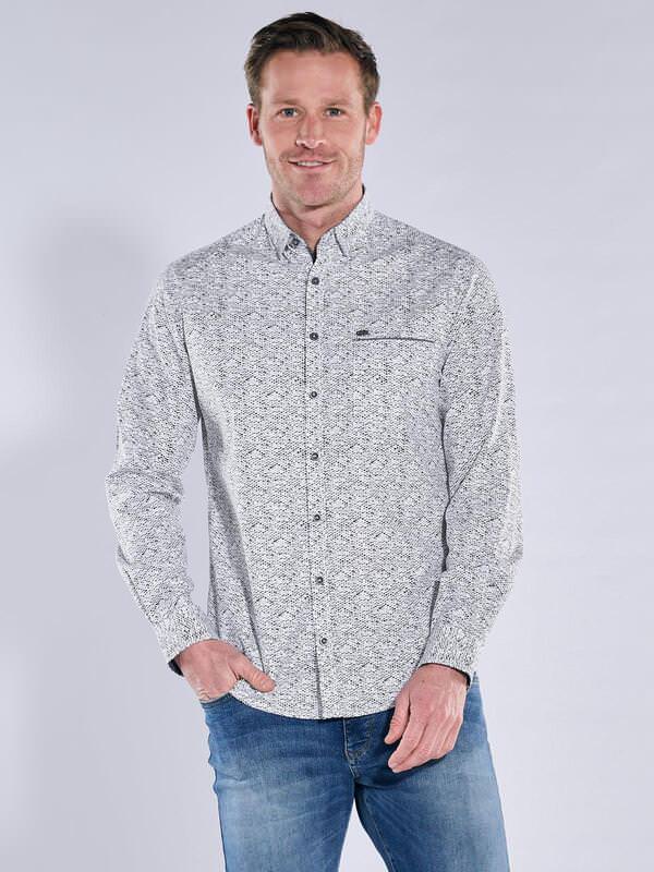 engbers Herren Hemd langarm Weiß regular gemustert Button Under von engbers