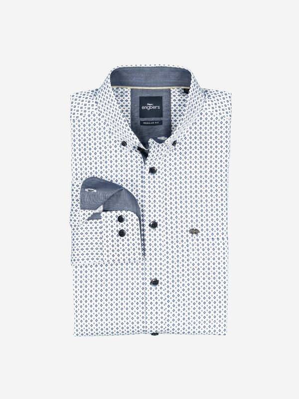 engbers Herren Langarm-Hemd gemustert blau regular Button Down von engbers