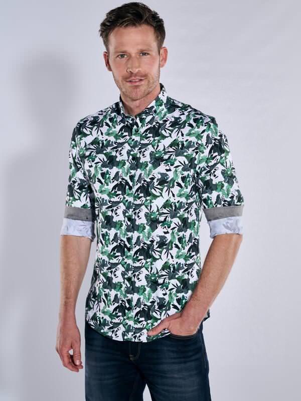 engbers Herren Langarm-Hemd gemustert grün regular Button Down von engbers