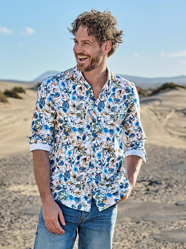 engbers Herren Langarm-Hemd gemustert mehrfarbig slim fit Button Under engbers Herren Langarm-Hemd gemustert mehrfarbig slim fit Button Under von engbers