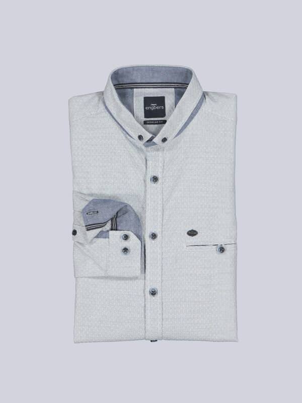engbers Herren Langarm-Hemd strukturiert Blau regular uni Button Down von engbers