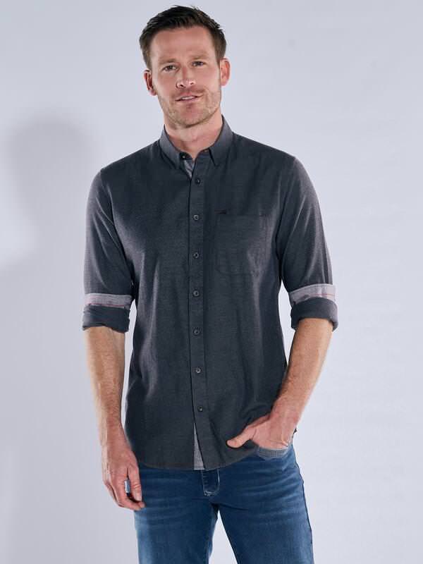 engbers Herren Langarm-Hemd kariert Blau regular uni Button Under von engbers