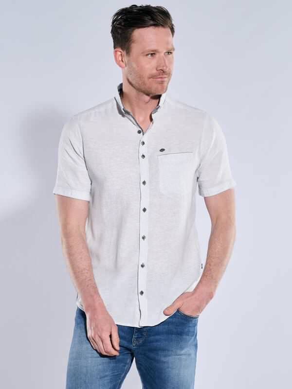 engbers Herren Kurzarm-Hemd mit Leinenanteil grau regular uni Button Down engbers Herren Kurzarm-Hemd mit Leinenanteil grau regular uni Button Down von engbers