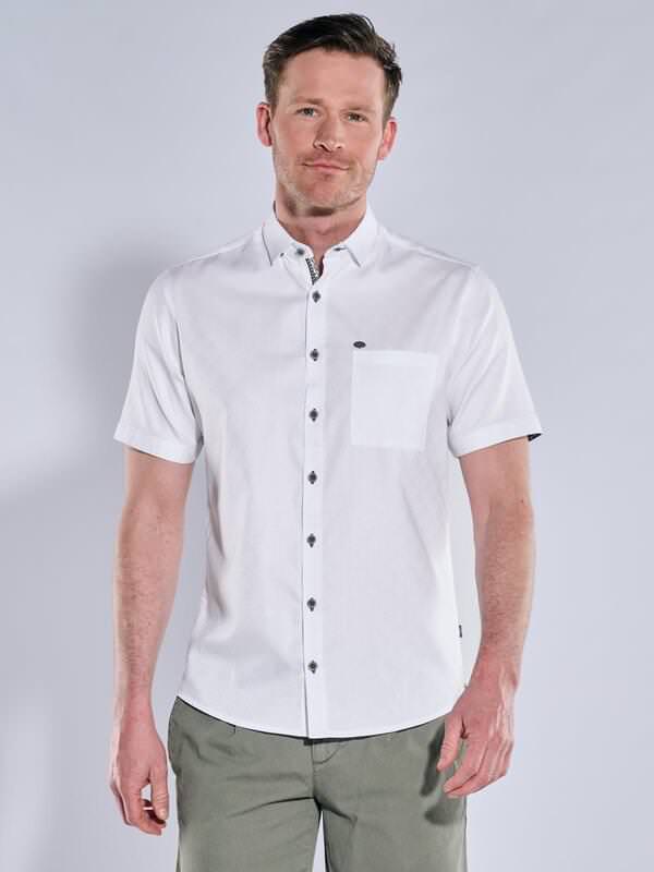 engbers Herren Kurzarm-Hemd uni weiß regular Button Under von engbers