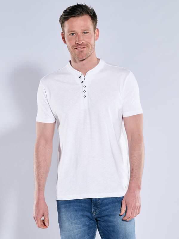 engbers Herren Henley-Shirt uni Weiß regular Knopfleiste von engbers