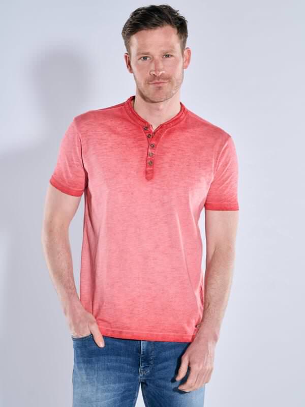 engbers Herren Henley-Shirt uni Rot regular Knopfleiste von engbers