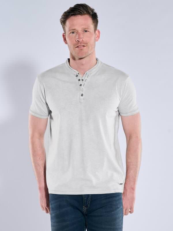 engbers Herren Henley T-Shirt grau regular uni Knopfleiste von engbers