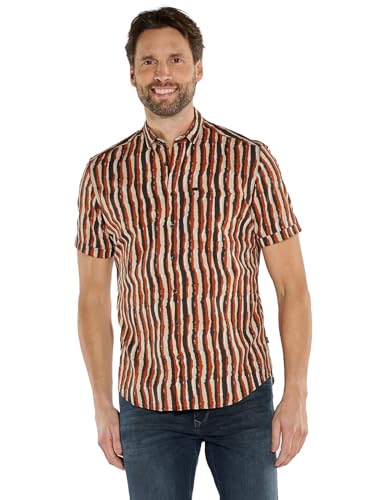engbers Herren Kurzarm-Hemd gestreift, 36624, Rostorange in Größe L von engbers