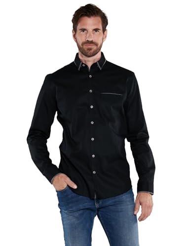engbers Herren Langarm-Hemd strukturiert, 35785, Schwarz in Größe M von engbers