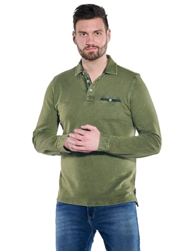 engbers Herren Herren Langarm-Shirt mit Polo-Kragen, 36354, 36354, Khaki in Größe L von engbers