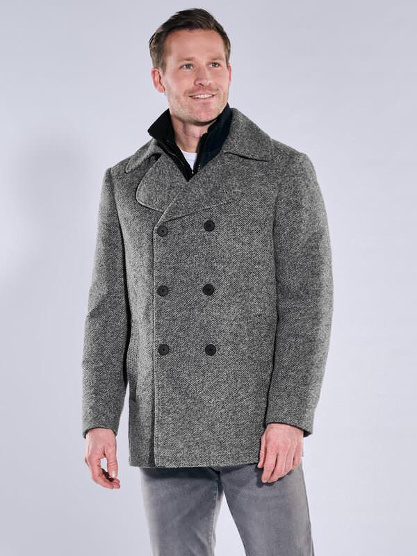 engbers Herren Kurzmantel im Caban-Design Grau regular gemustert von engbers