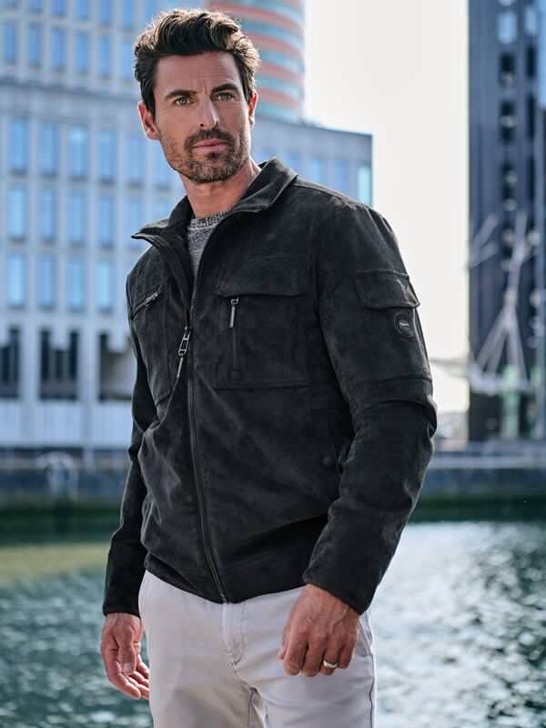 engbers Herren Cord-Jacke mit Funktionsdetails Grau regular uni von engbers