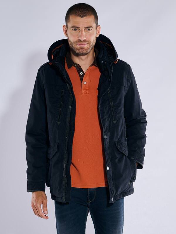 engbers Herren Jacke mit abnehmbarer Kapuze Blau regular uni von engbers