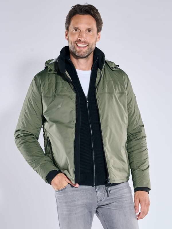 engbers Herren Jacke mit abnehmbarer Kapuze Grün regular uni von engbers