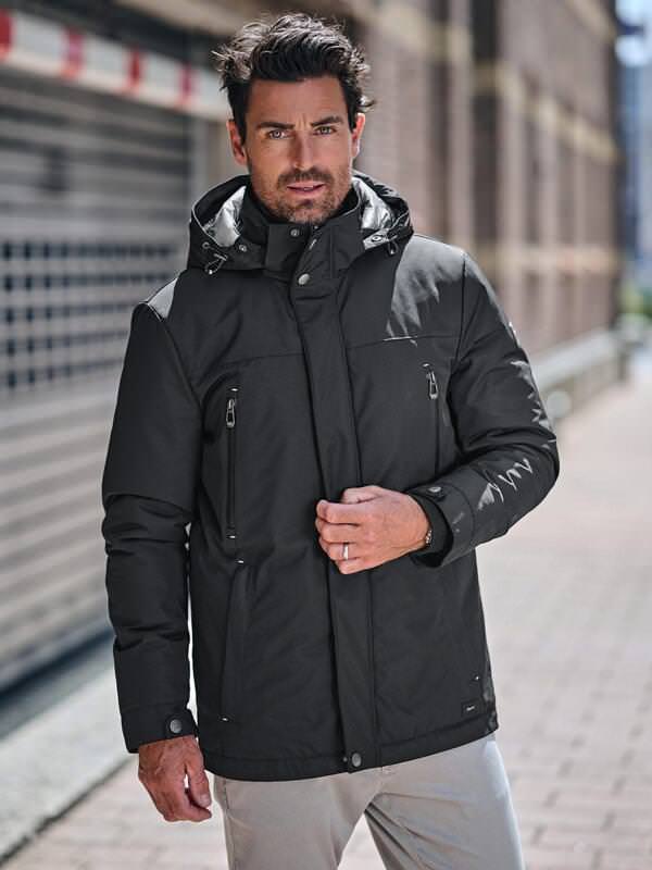 engbers Herren Funktionsjacke mit abnehmbarer Kapuze Schwarz regular uni von engbers