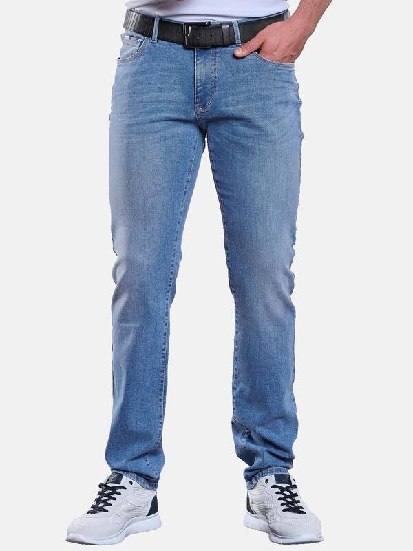 engbers Herren Jeans 5-Pocket Super-Stretch blau slim fit uni von engbers