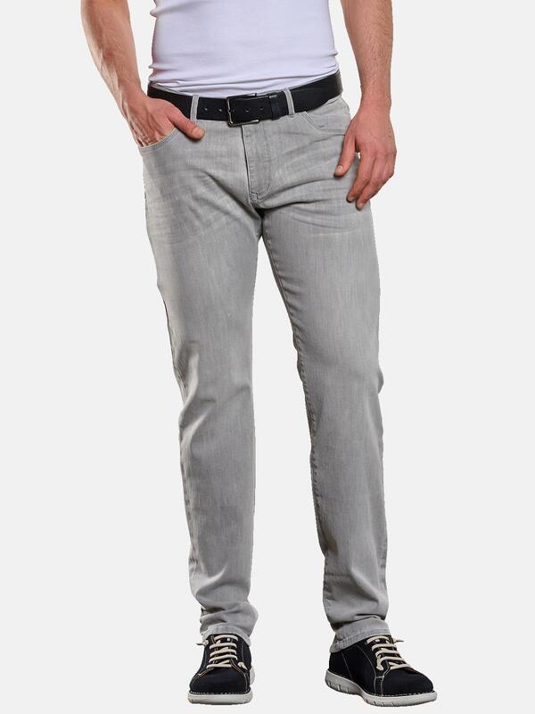 engbers Herren Jeans 5-Pocket Super-Stretch grau slim fit uni von engbers