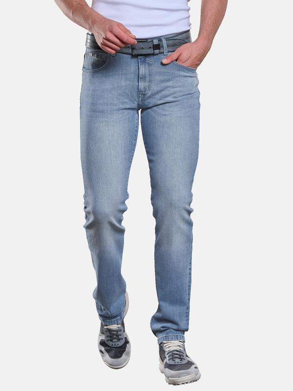 engbers Herren Jeans 5-Pocket Superstretch blau slim fit uni von engbers
