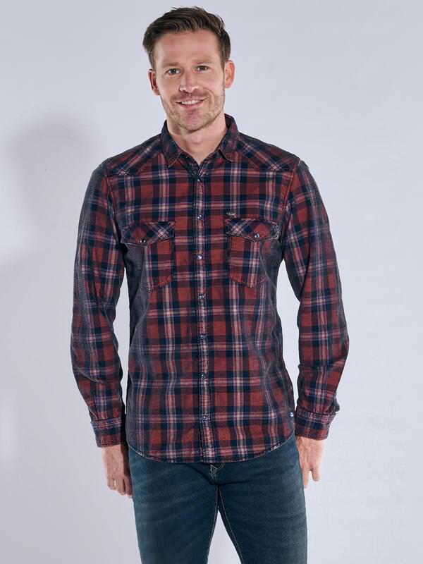 engbers Herren Langarm-Hemd kariert Orange regular Kent-Kragen von engbers