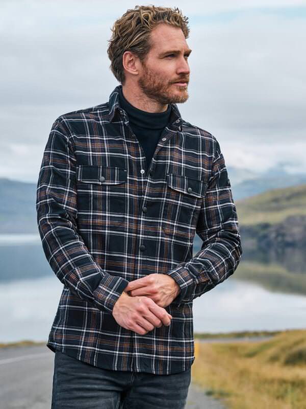 engbers Herren Overshirt kariert Schwarz regular Kent-Kragen von engbers