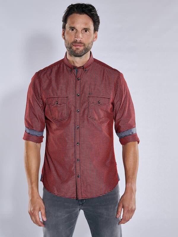 engbers Herren Langarm-Hemd kariert rot regular Button Down von engbers
