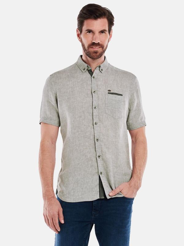 engbers Herren Kurzarm-Hemd aus Leinen Grau regular uni von engbers