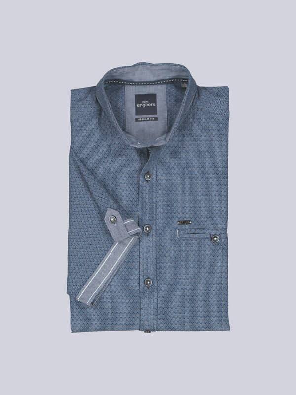 engbers Herren Kurzarm-Hemd gemustert Blau regular uni Button Down von engbers