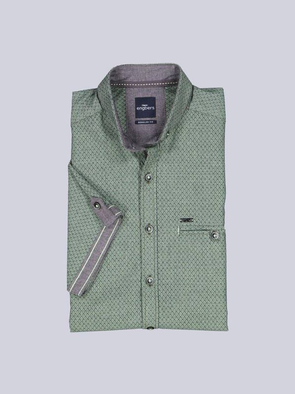 engbers Herren Kurzarm-Hemd gemustert Grün regular uni Button Down von engbers