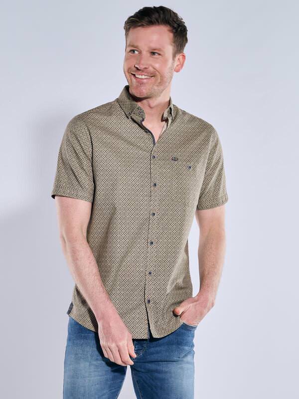 engbers Herren Kurzarm-Hemd gemustert beige regular Button Down von engbers