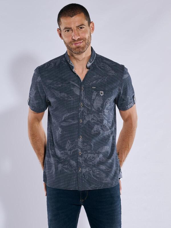 engbers Herren Kurzarm-Hemd gemustert blau regular Button Down von engbers