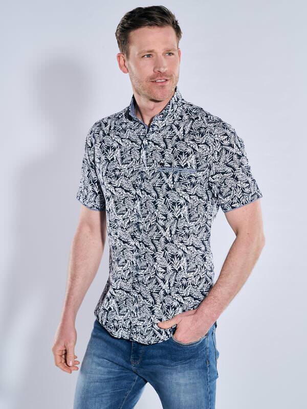 engbers Herren Kurzarm-Hemd gemustert blau regular Button Down von engbers