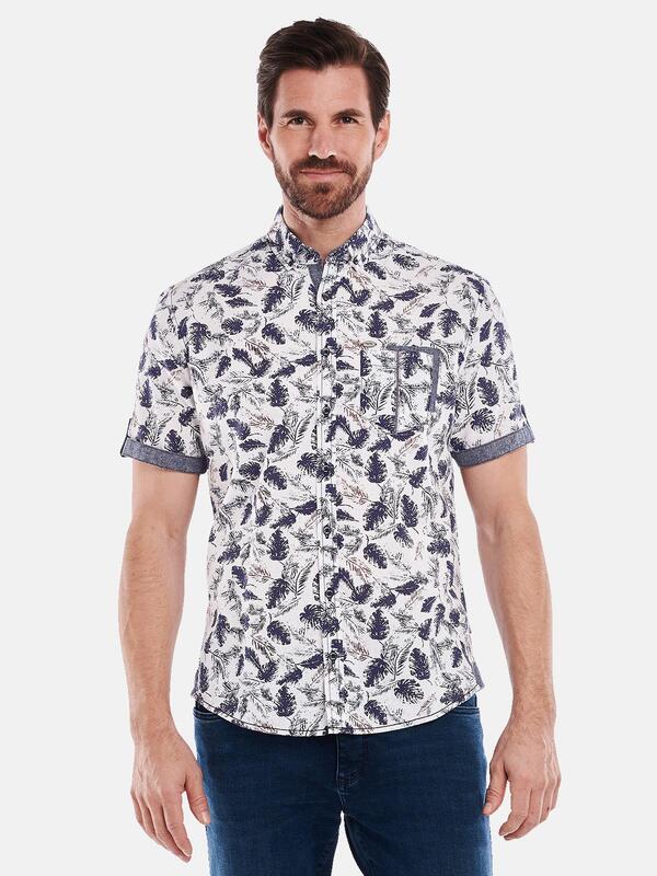 engbers Herren Kurzarm-Hemd gemustert Blau regular Button Down von engbers