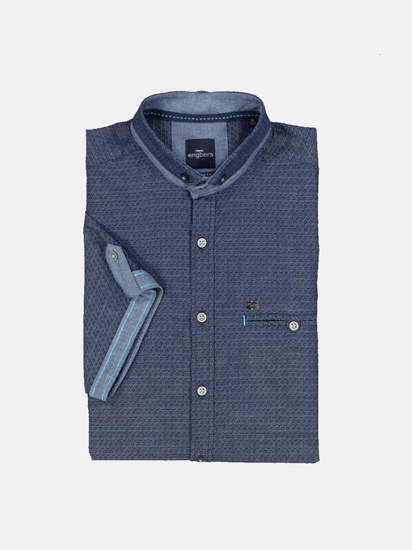 engbers Herren Kurzarm-Hemd gemustert blau regular Button Down von engbers
