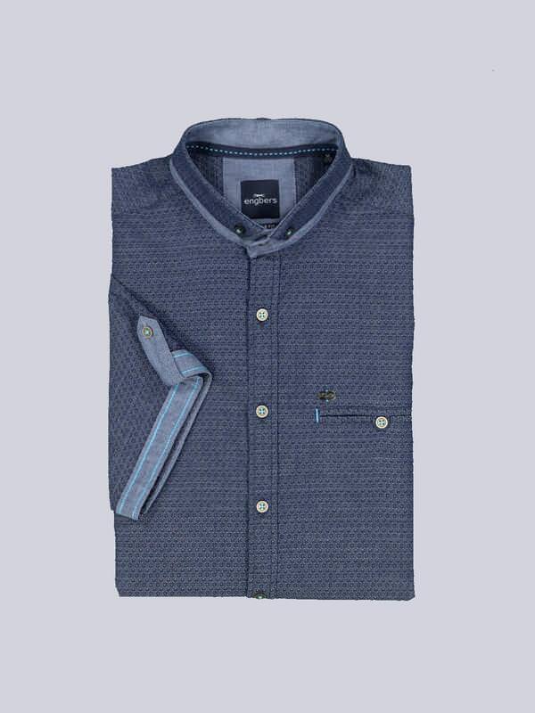 engbers Herren Kurzarm-Hemd gemustert blau regular Button Down von engbers