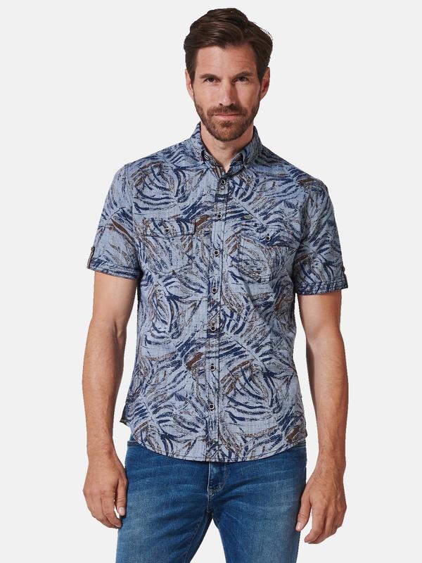 engbers Herren Kurzarm-Hemd gemustert blau regular Button Down von engbers