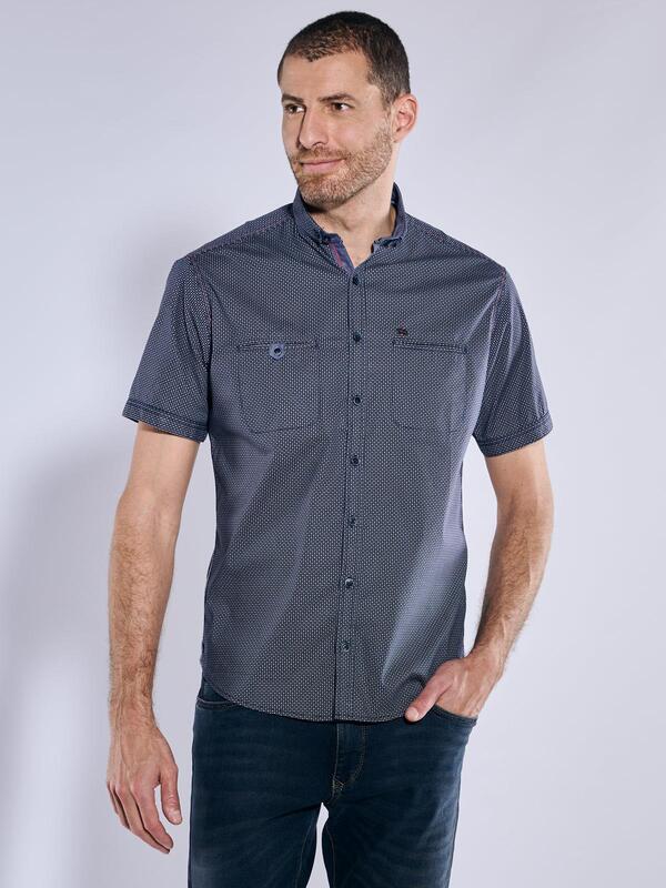 engbers Herren Kurzarm-Hemd gemustert Blau regular Button Down von engbers