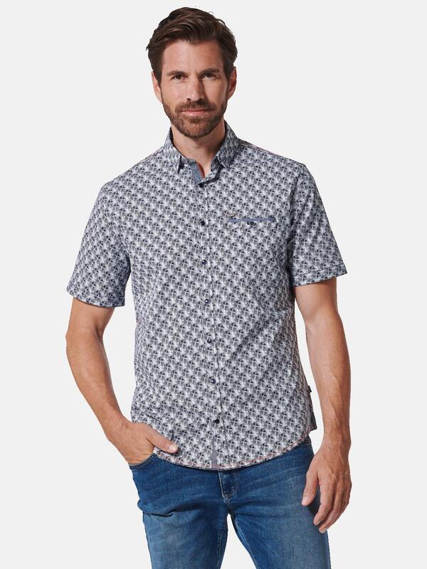 engbers Herren Kurzarm-Hemd gemustert blau regular Button Under von engbers