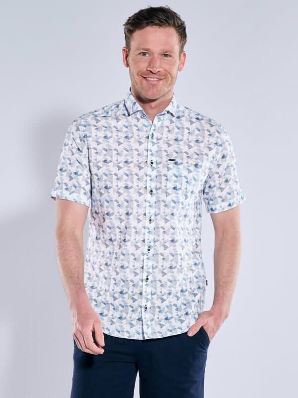 engbers Herren Kurzarm-Hemd gemustert Blau regular Haifisch von engbers
