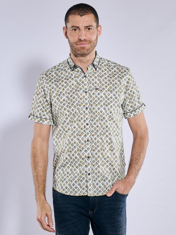 engbers Herren Kurzarm-Hemd gemustert grün regular Button Down von engbers