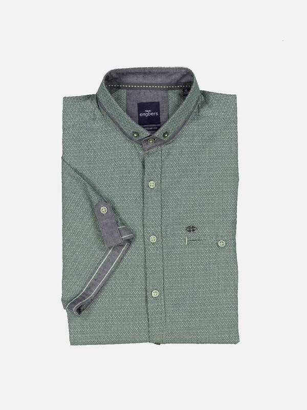 engbers Herren Kurzarm-Hemd gemustert grün regular Button Down von engbers
