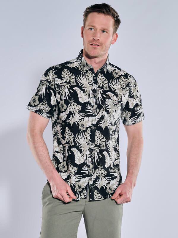 engbers Herren Kurzarm-Hemd gemustert Grün regular Kent-Kragen von engbers