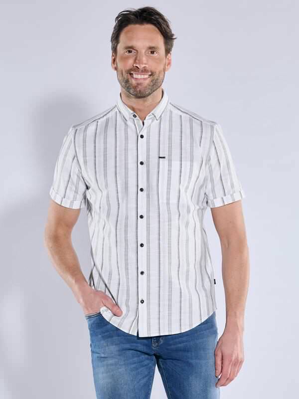 engbers Herren Kurzarm-Hemd gemustert grün regular gestreift Button Under engbers Herren Kurzarm-Hemd gemustert grün regular gestreift Button Under von engbers